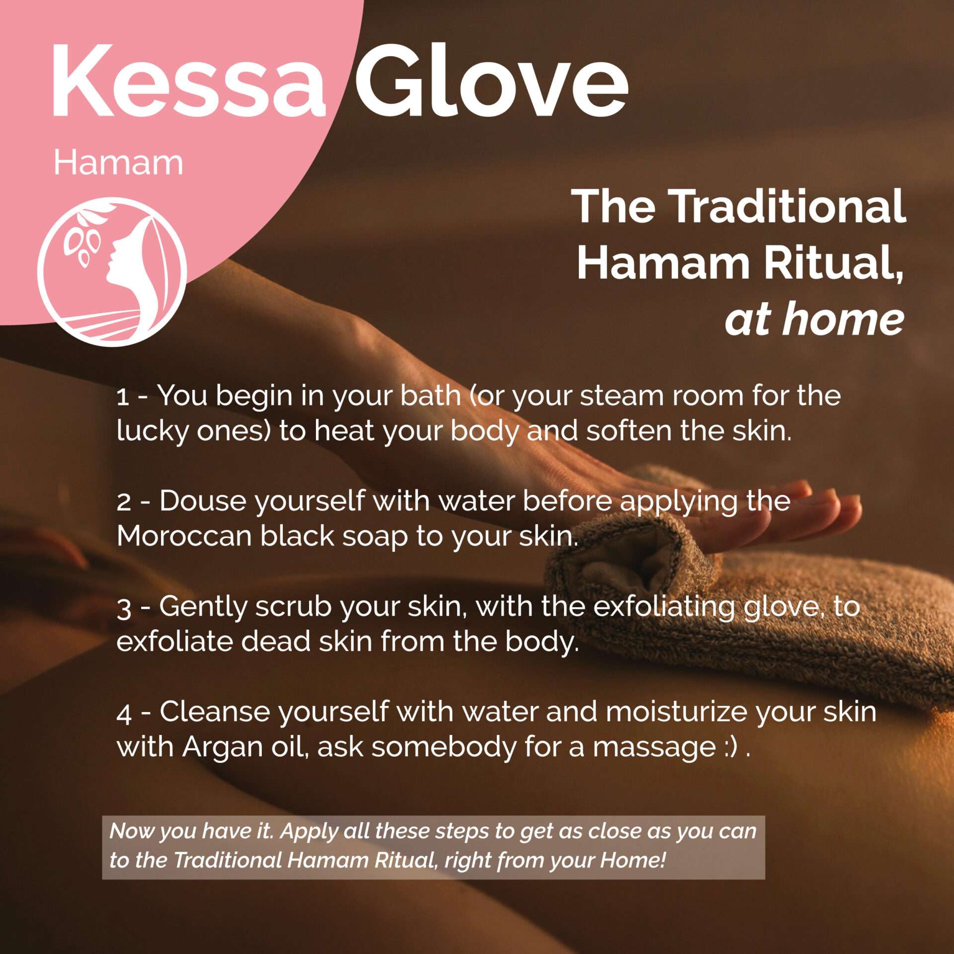 traditional moroccan exfoliating kessa glove for spa and hamam by Fatima's Garden